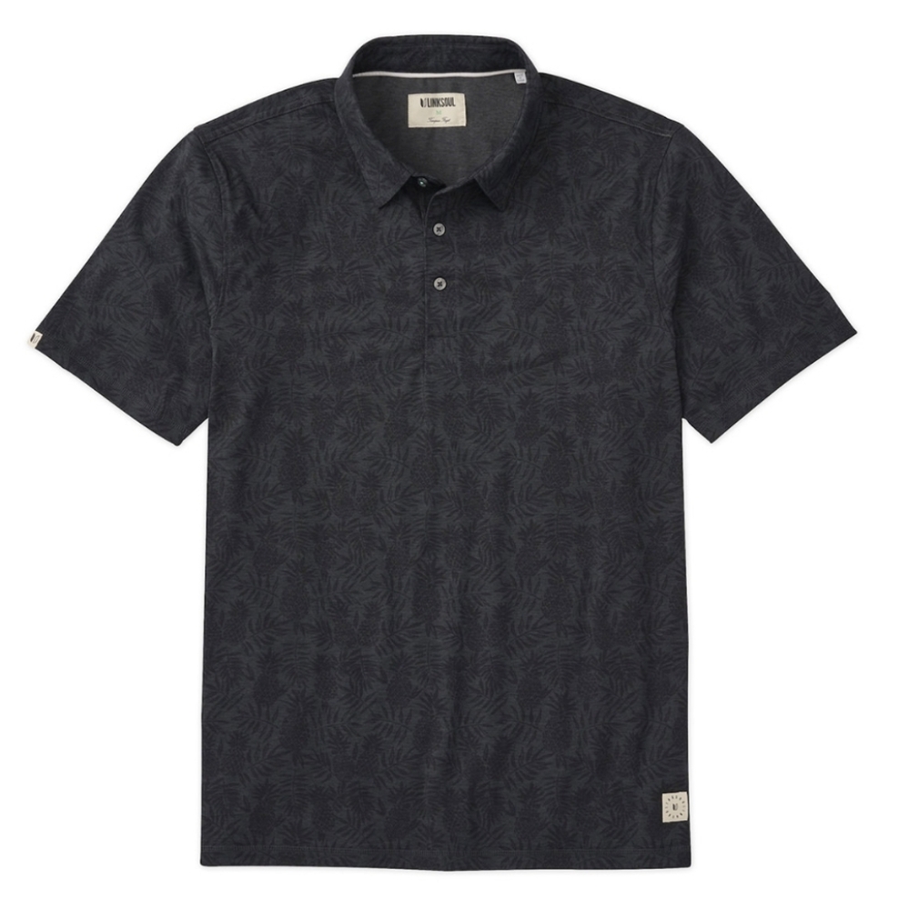 Linksoul Men's Delray Performance Zuma Palm Pineapple Polo Shirt Large